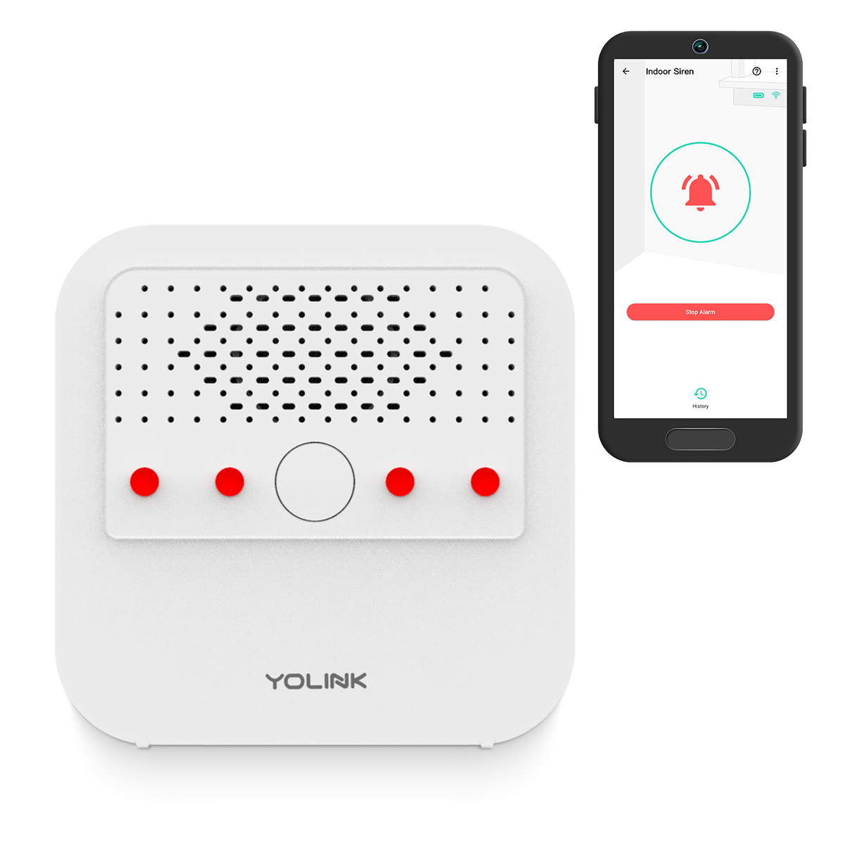 YoLink indoor siren alarm with companion app